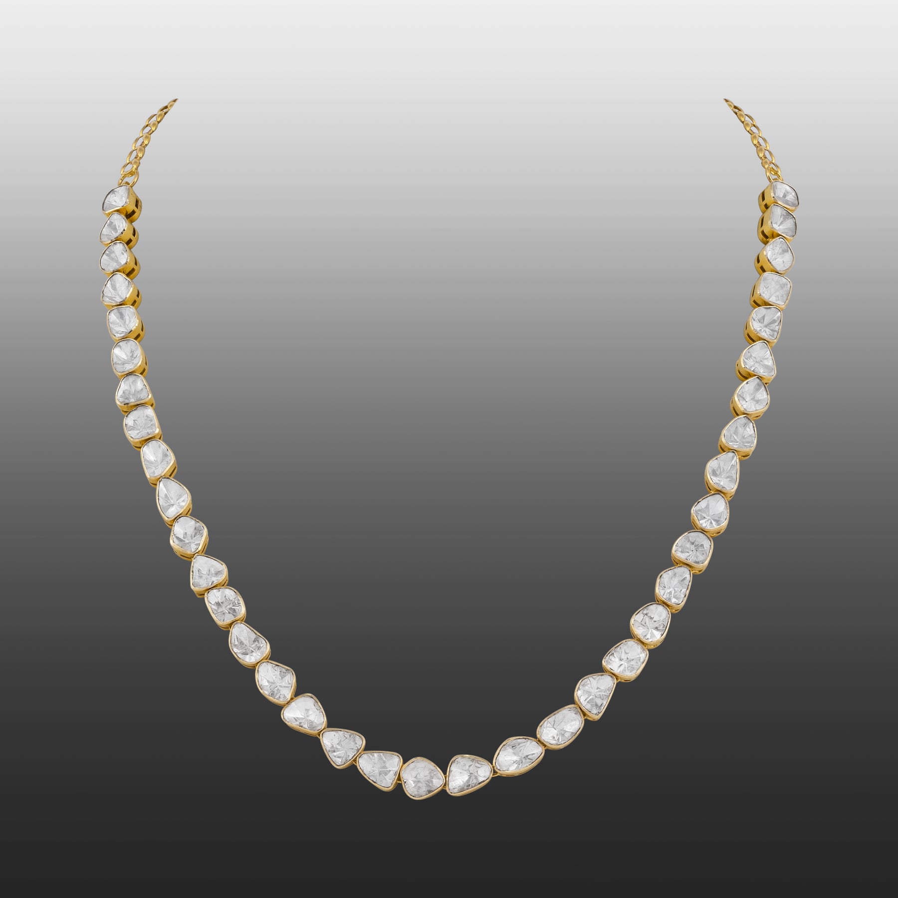 Radiant Polki Diamond Necklace in Open Setting